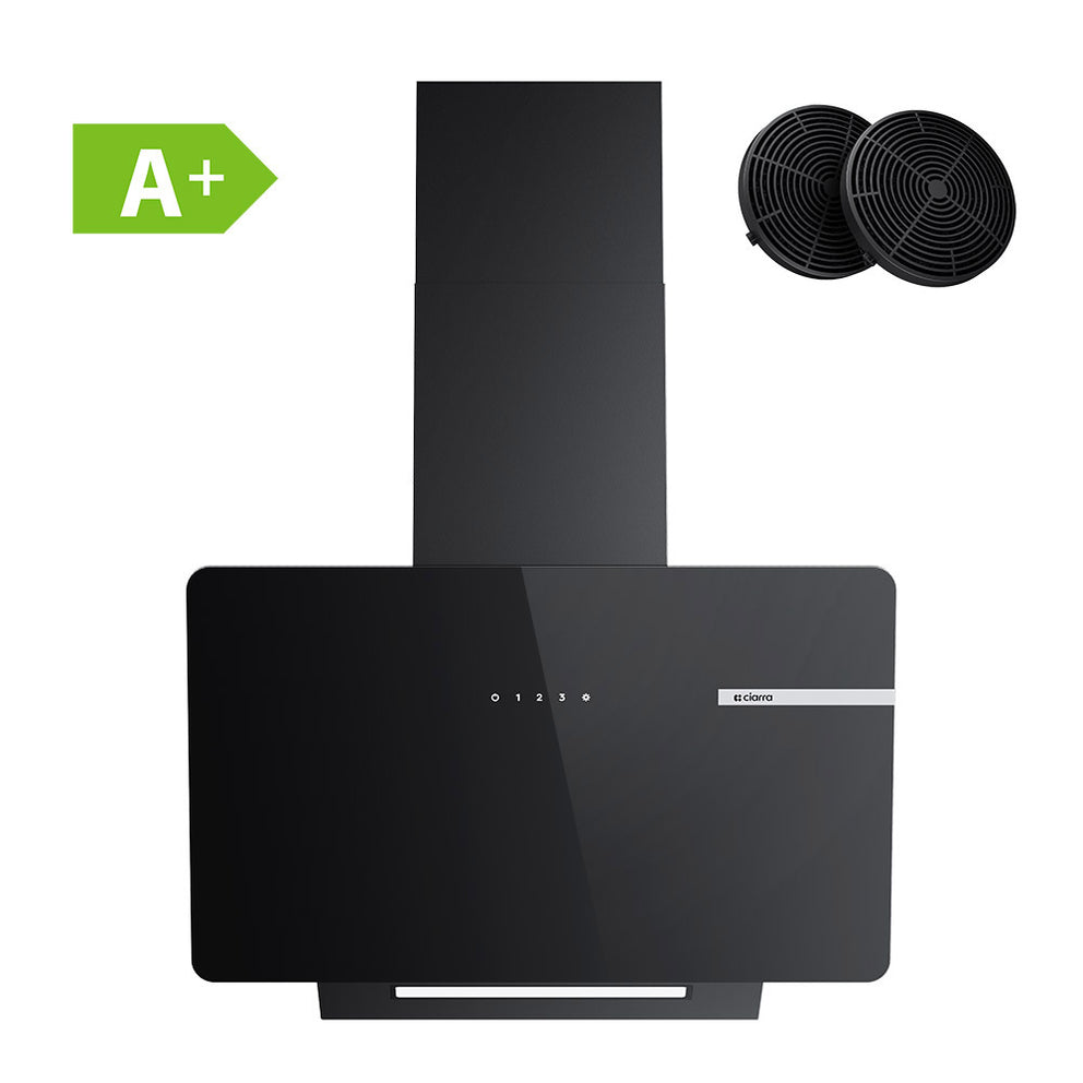 CIARRA 60cm Black Angled Cooker Hood Touch Control CBCB6765B-OW