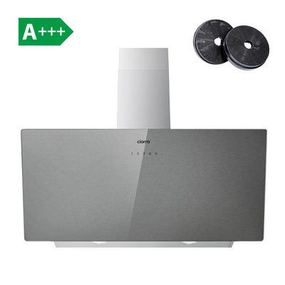 CIARRA 90cm Angled Cooker Hood - Kitchen Extractor Fan with Touch Control A+++ CBCS9736H-S (Brushed Silver)