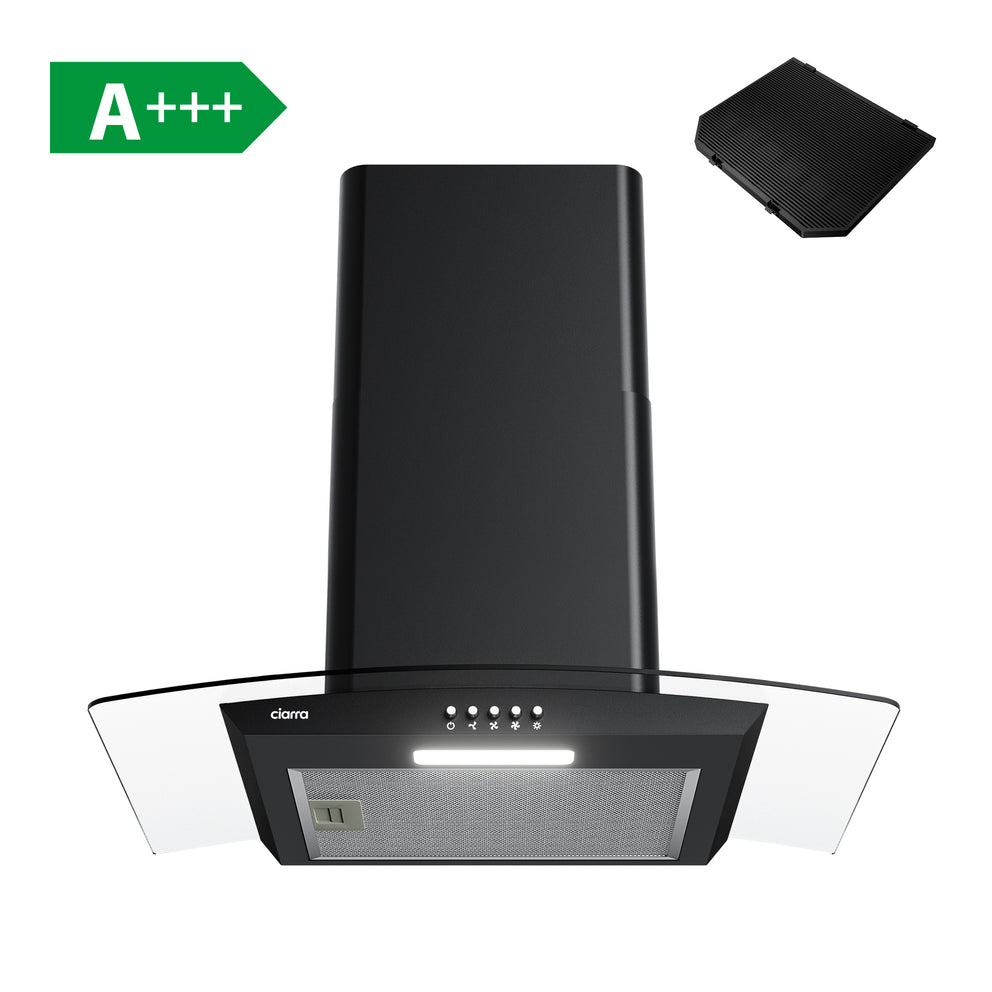 CIARRA Curved Glass Cooker Hood 60cm A+++ CBCB6506B-OW