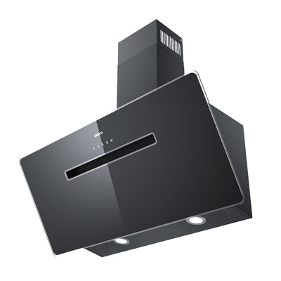 CIARRA 90cm Black Glass Angled Cooker Hood Kitchen Extractor Fan With Touch Control & Booster A+++ CBCB9736F-B