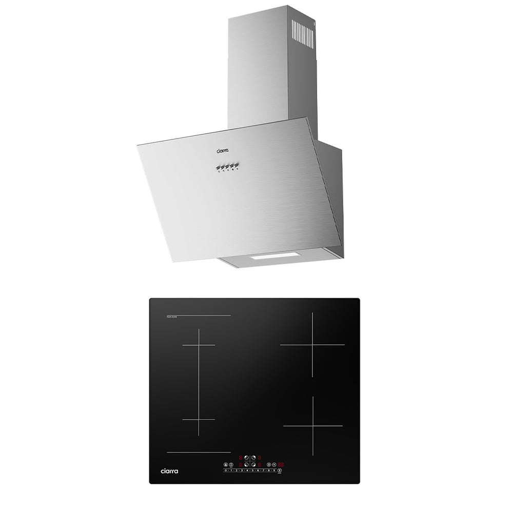 Ciarra 60cm Modern Set: Wall-Mount Hood + 4-Zone Induction Hob