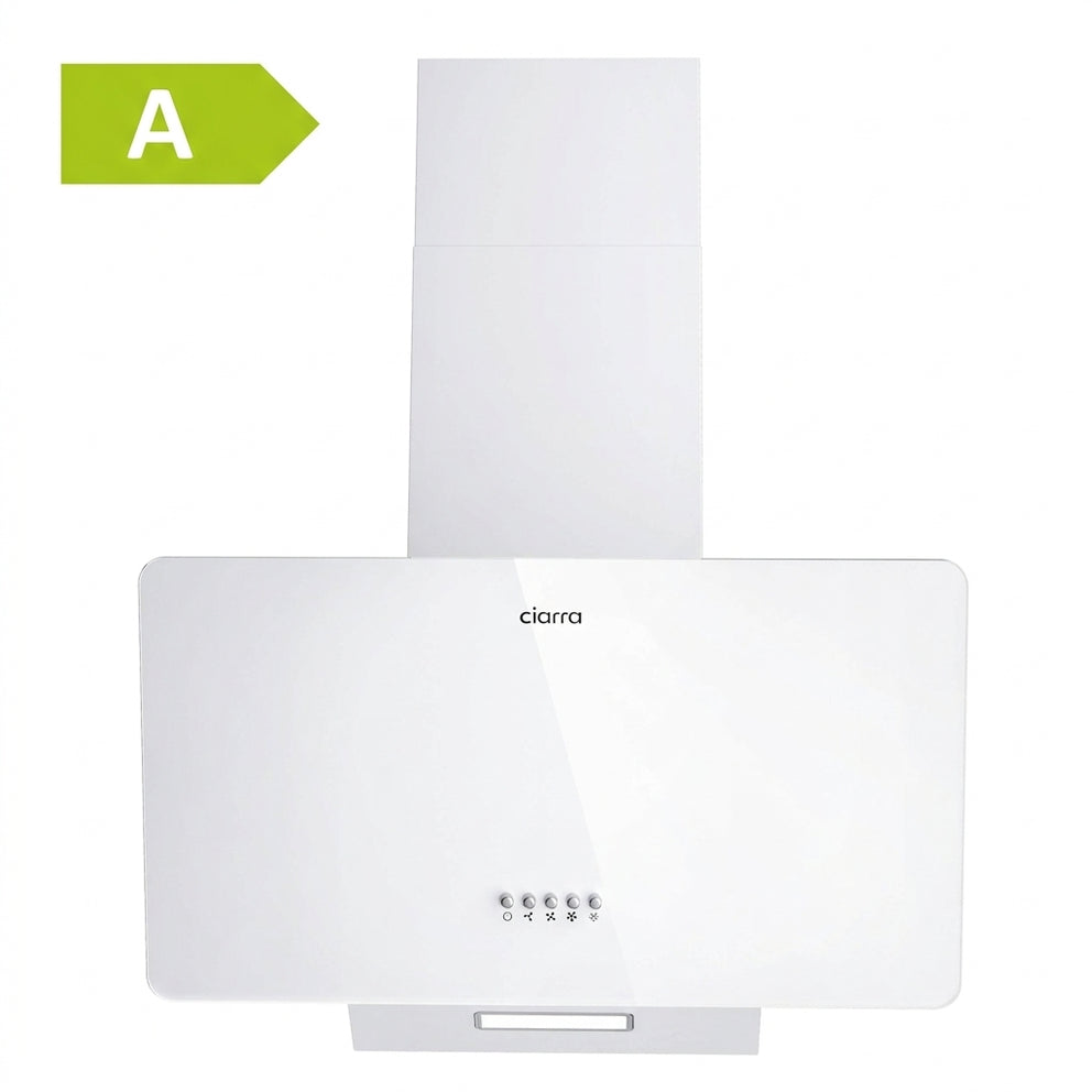 CIARRA 60cm Angled Cooker Hood, White Glass, 3 Speeds CAW6750