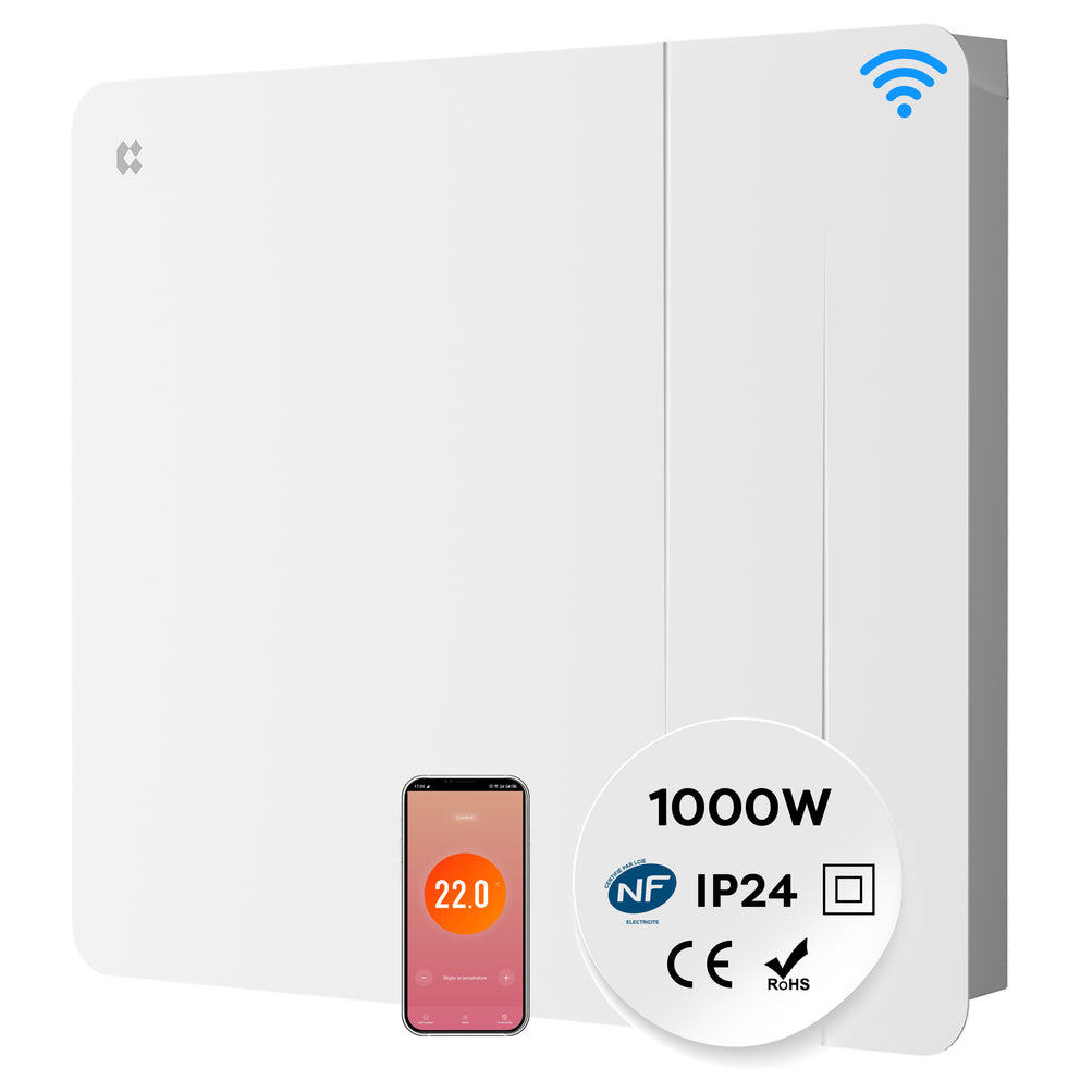 CIARRA Smart Dual-Core Ceramic Electric Panel Heater – Slim 24/7 Programmable Eco Radiator with WiFi, IP24 Bathroom Safe (1000W / 1500W / 2000W)