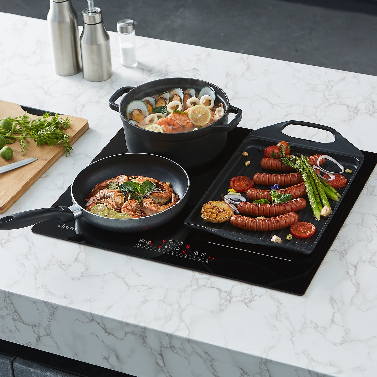 CIARRA Built-in Induction Hob with 4 Zones with Boost and FlexZone CBBIH4BFF-OW