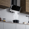 CIARRA 60cm Angled Cooker Hood LED Lights CBCB6736C-OW