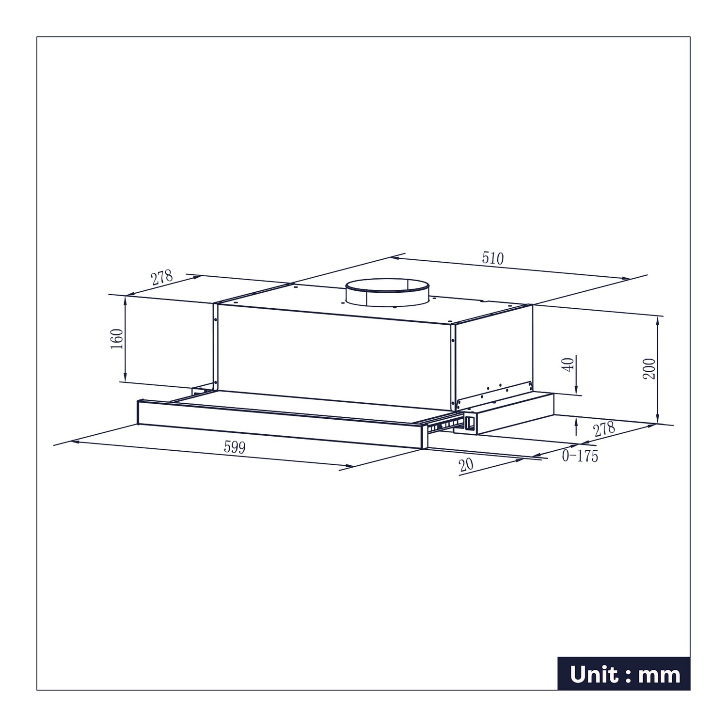 CIARRA 60cm Integrated Telescopic Cooker Hood with 2-speed Extraction CBCS6906D-OW