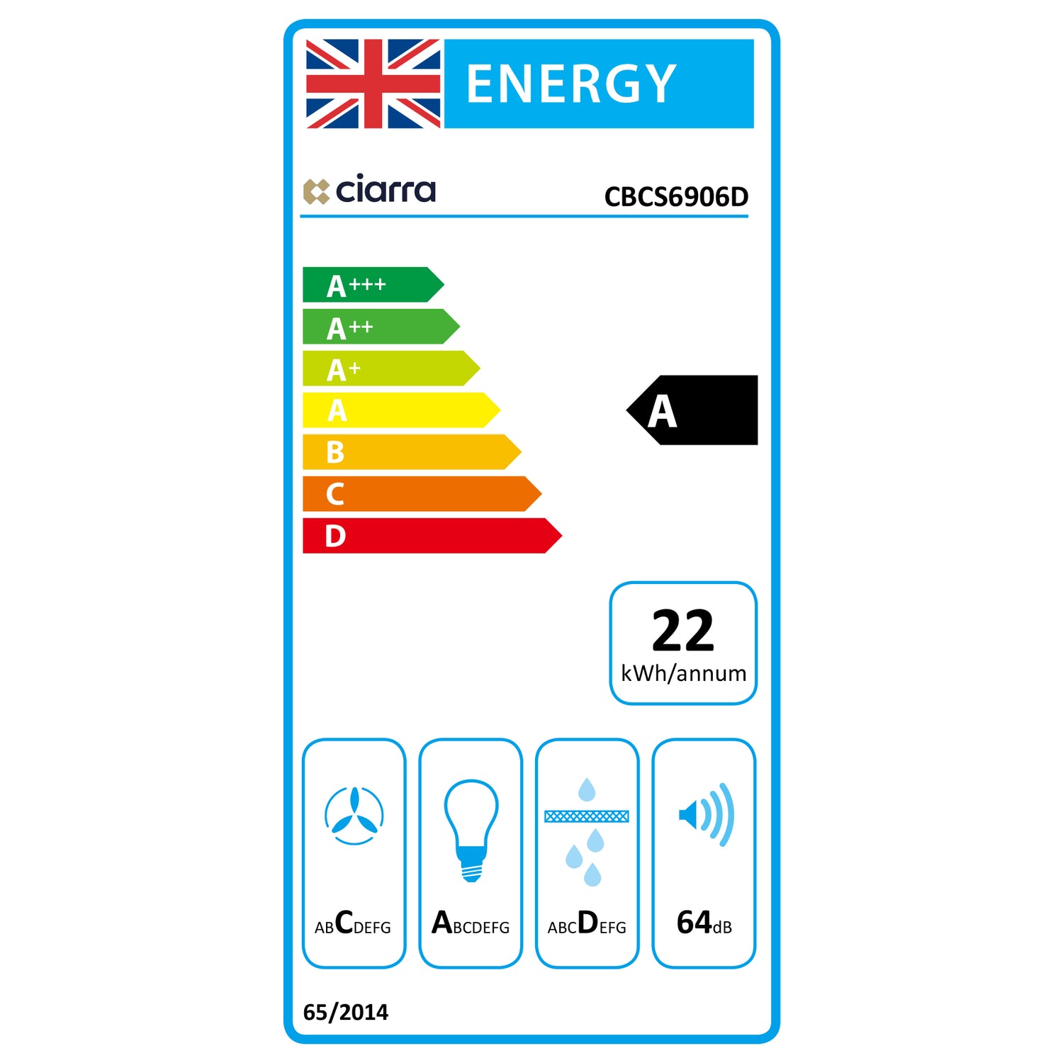 CIARRA 60cm Integrated Telescopic Cooker Hood with 2-speed Extraction CBCS6906D-OW