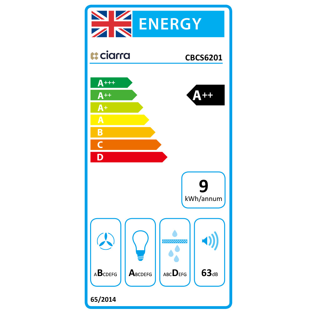 CIARRA 60cm Pyramid Wall Mounted Cooker Hood CBCS6201-OW