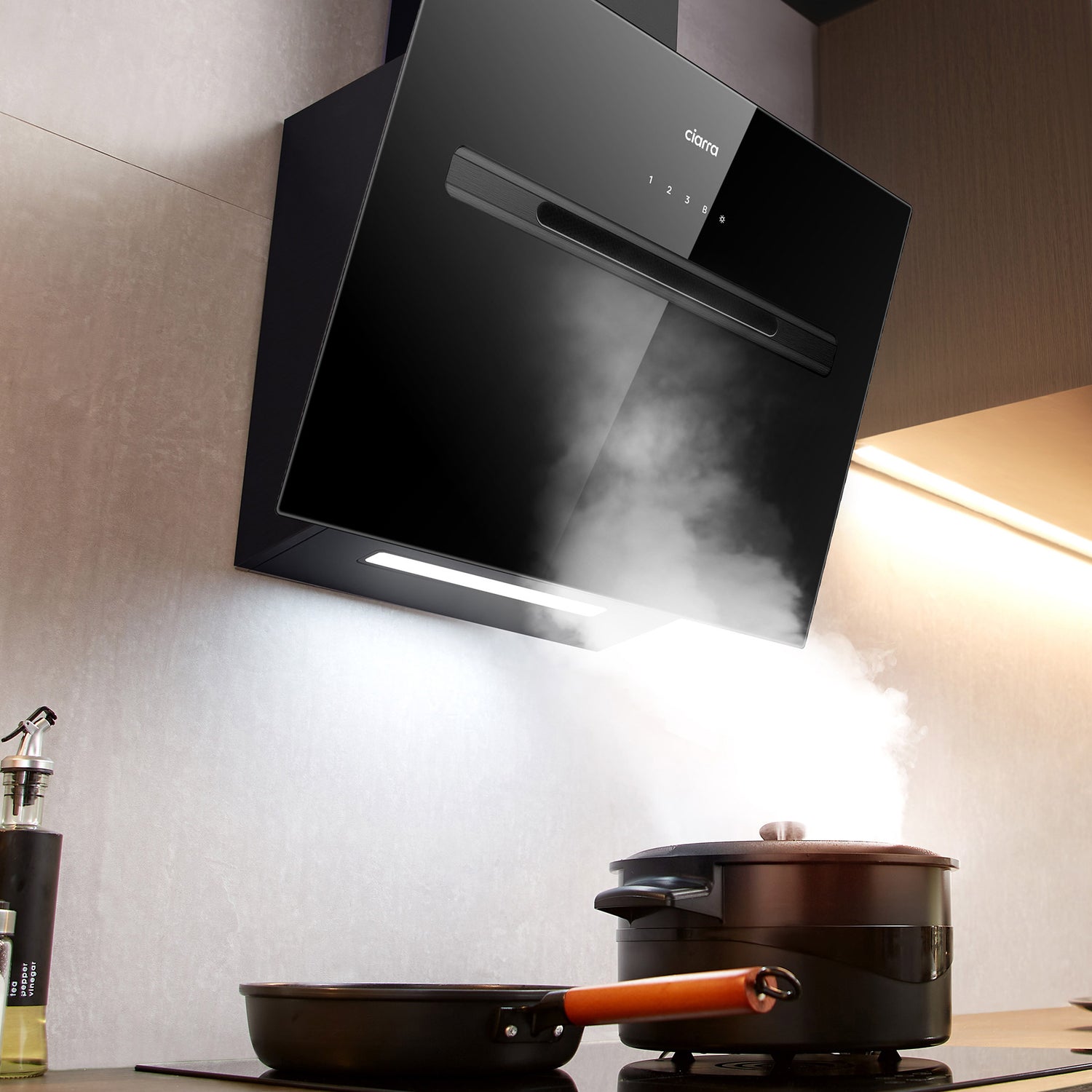 CIARRA CBCB6736G-OW 60cm Smart Glass Angled Cooker Hood
