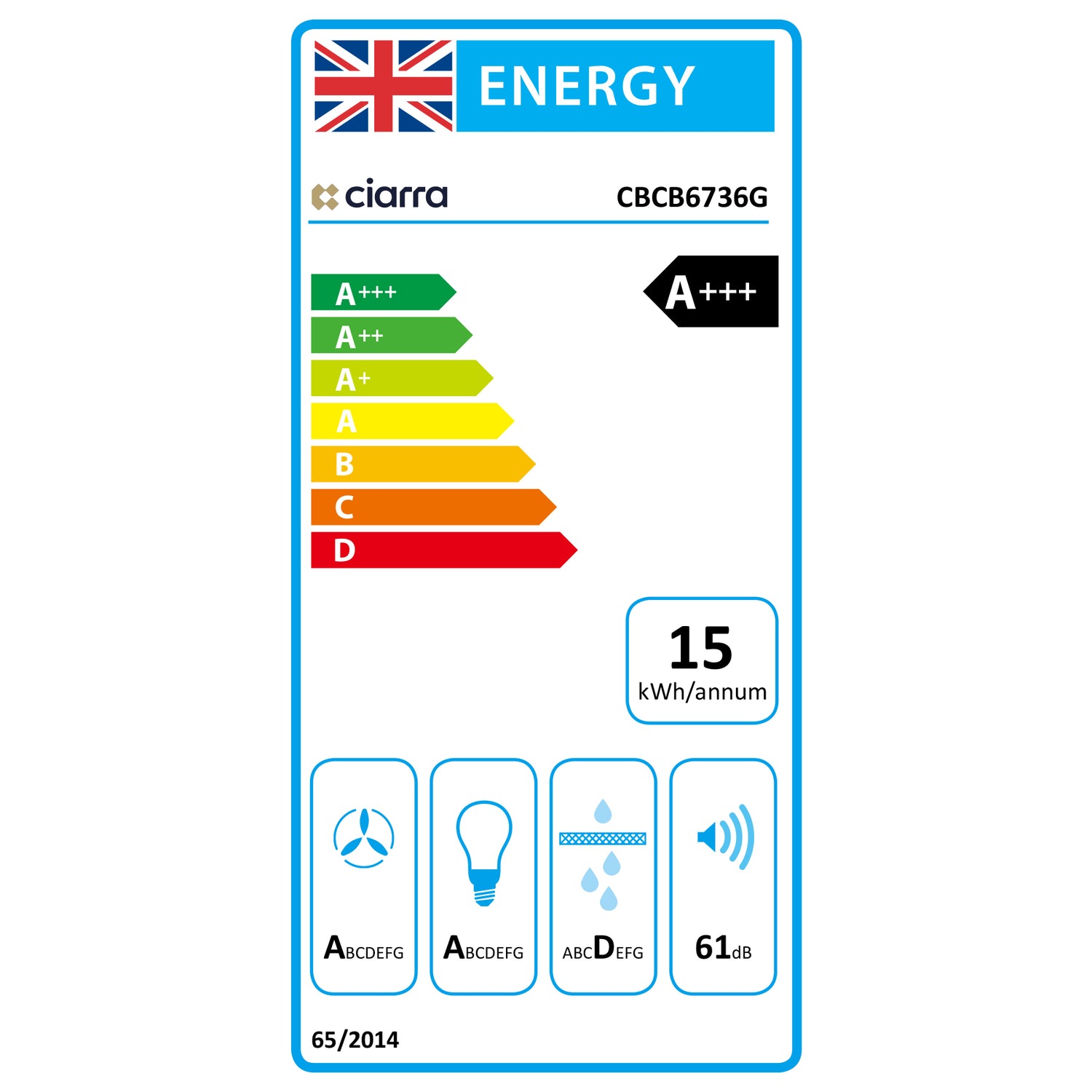 CIARRA CBCB6736G-OW 60cm Smart Glass Angled Cooker Hood