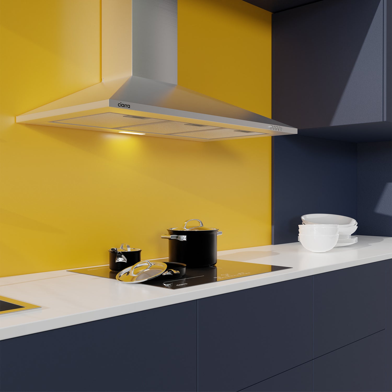 CIARRA 90cm Pyramid Wall Mounted Cooker Hood CBCS9201-OW