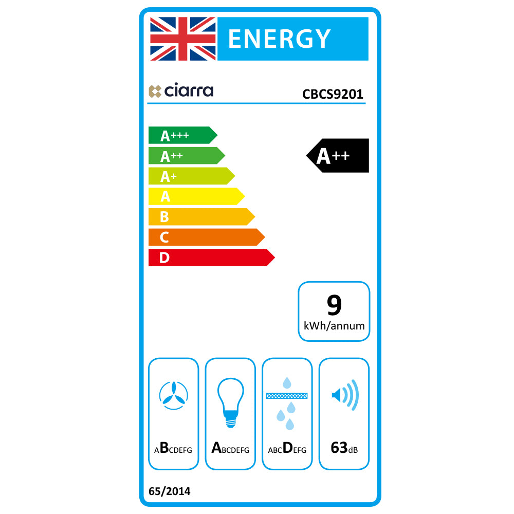 CIARRA 90cm Pyramid Wall Mounted Cooker Hood CBCS9201-OW