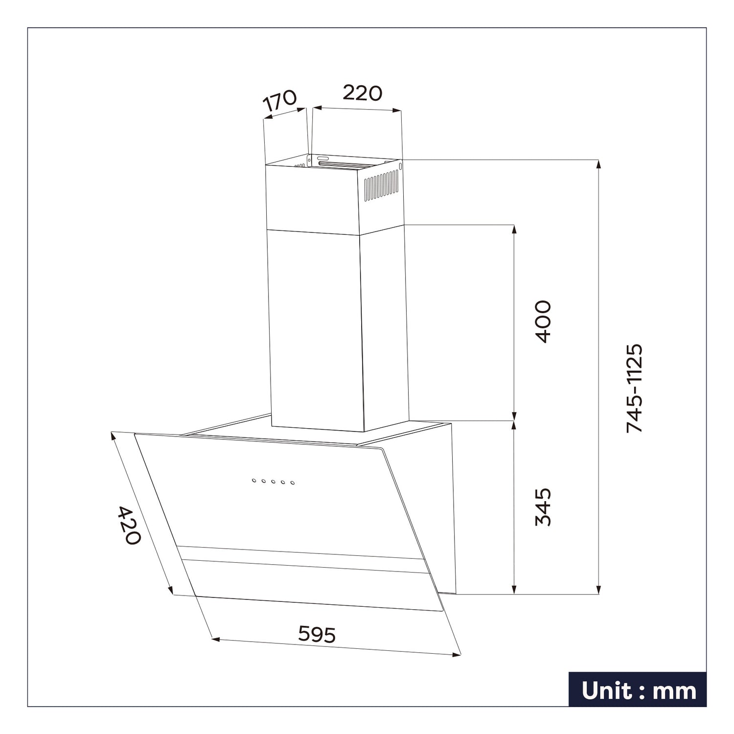 CIARRA Angled Cooker Hood 60cm Touch Control 650m³/h CBCB6736H-OW