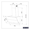 CIARRA Angled Cooker Hood 60cm Touch Control 750 m³/h CBCW6736N-OW