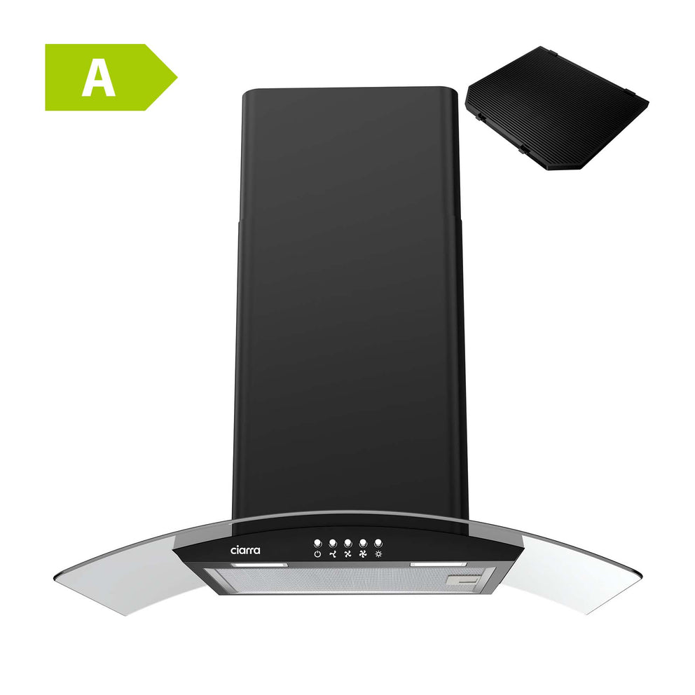 CIARRA Curved Glass Cooker Hood 60cm CBCB6506C-OW
