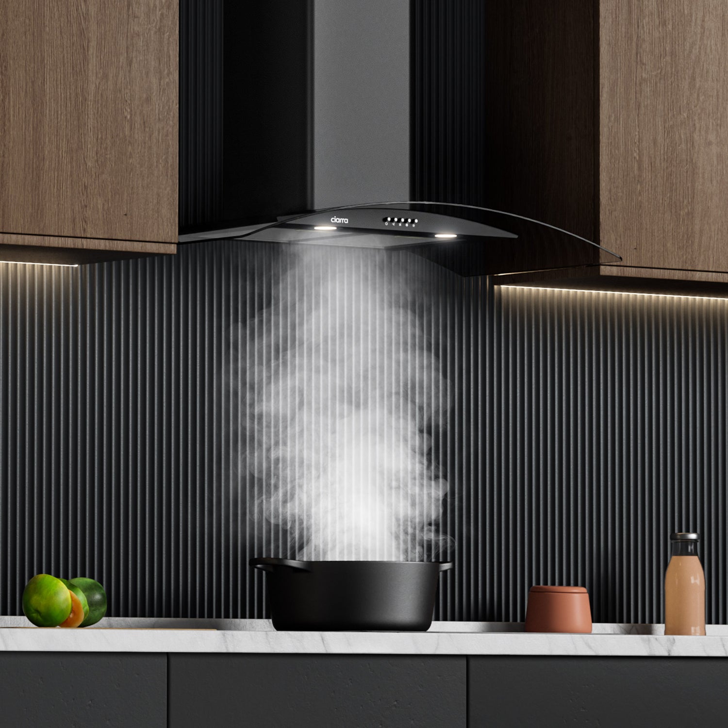 CIARRA Curved Glass Cooker Hood 90cm CBCB9506B-OW