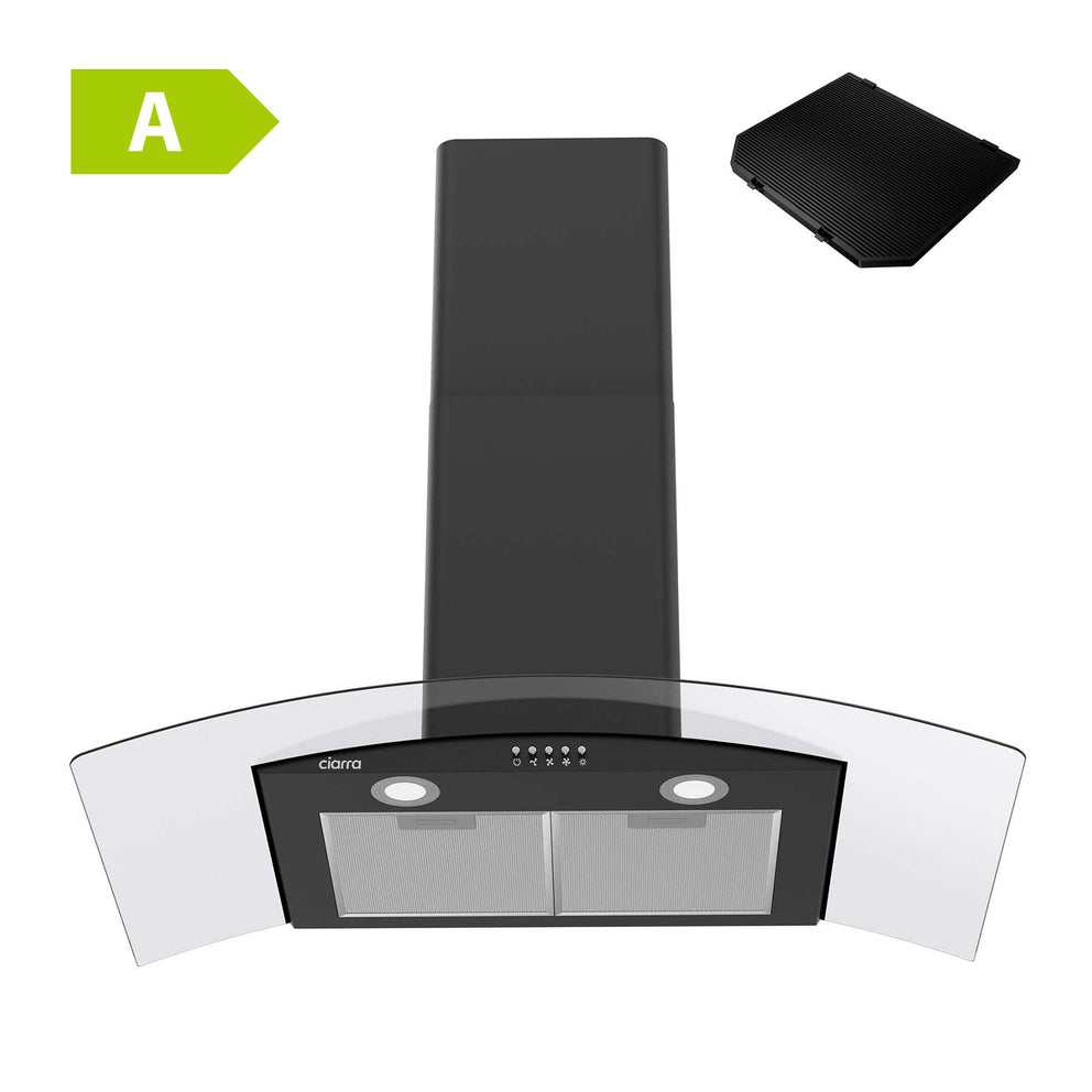 CIARRA Curved Glass Cooker Hood 90cm CBCB9506B-OW