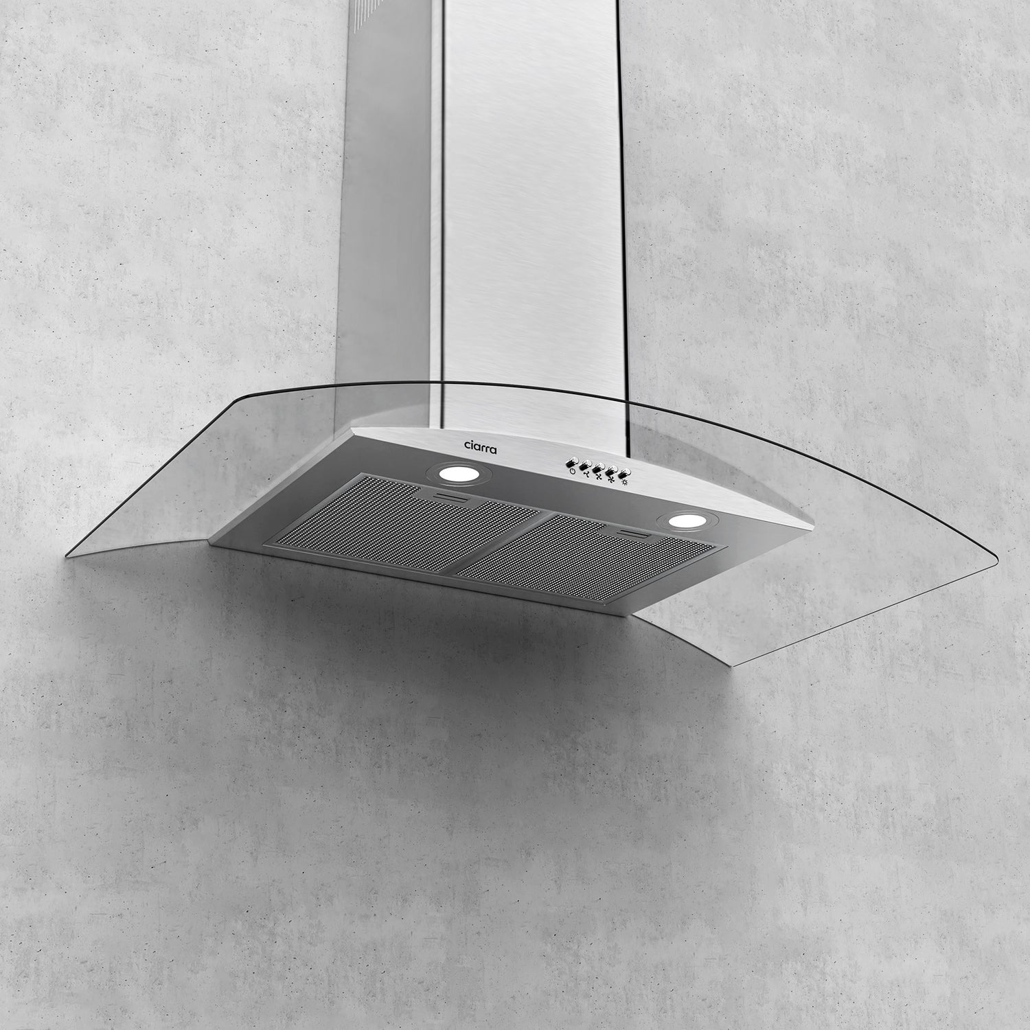 CIARRA Curved Glass Cooker Hood 90cm CBCS9506B-OW