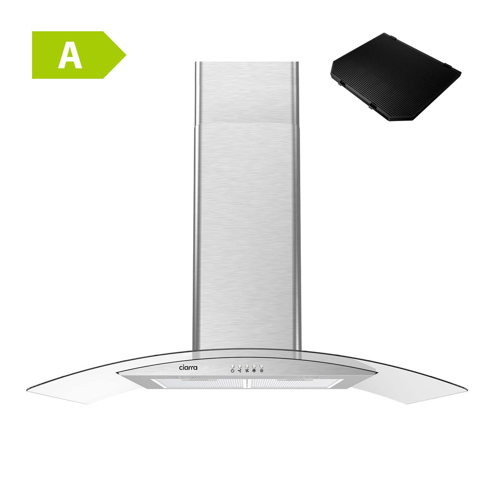 CIARRA Curved Glass Cooker Hood 90cm CBCS9506B-OW