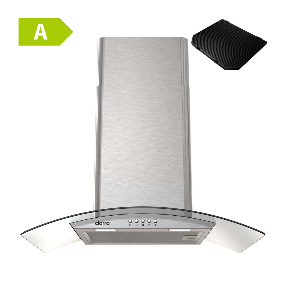 CIARRA Glass Cooker Hood Curved Stainless Steel 60cm CBCS6506C-OW