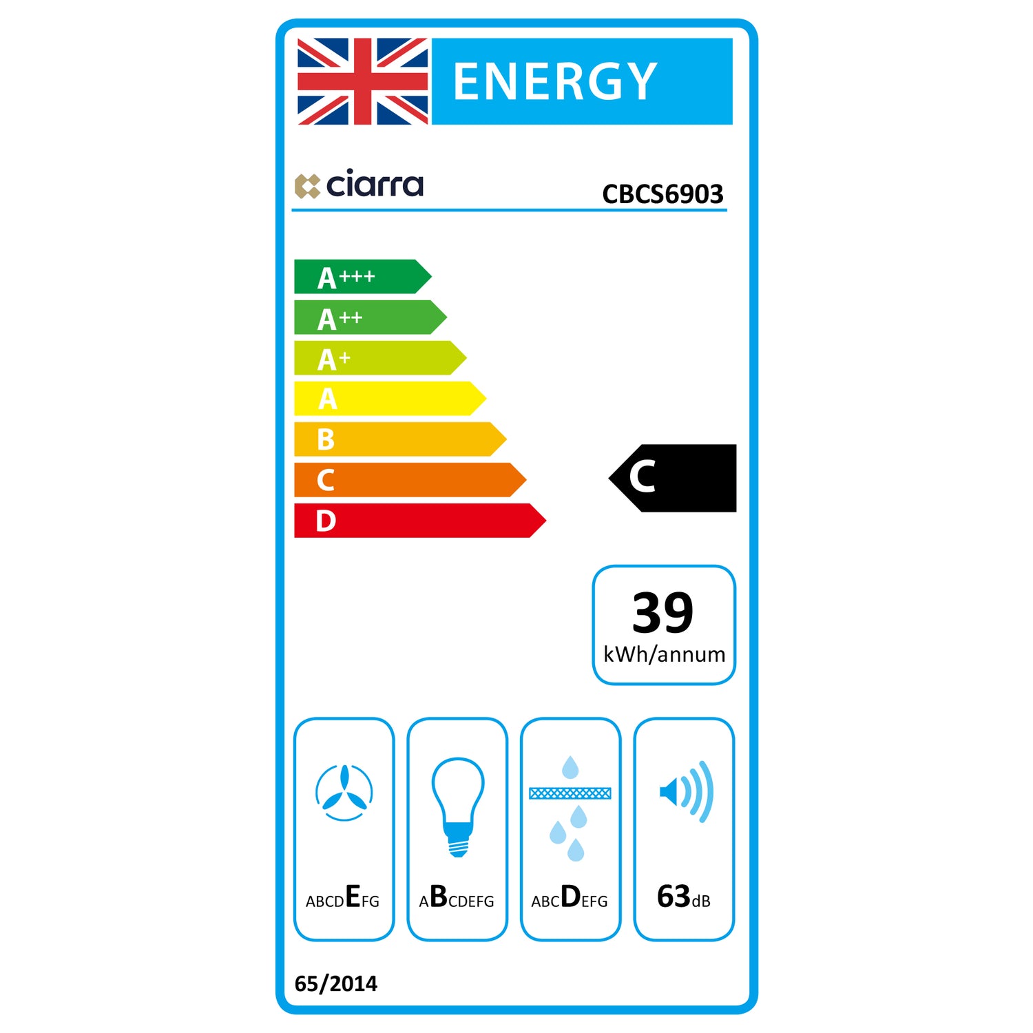 CIARRA 60cm Integrated Cooker Hood CBCS6903-OW