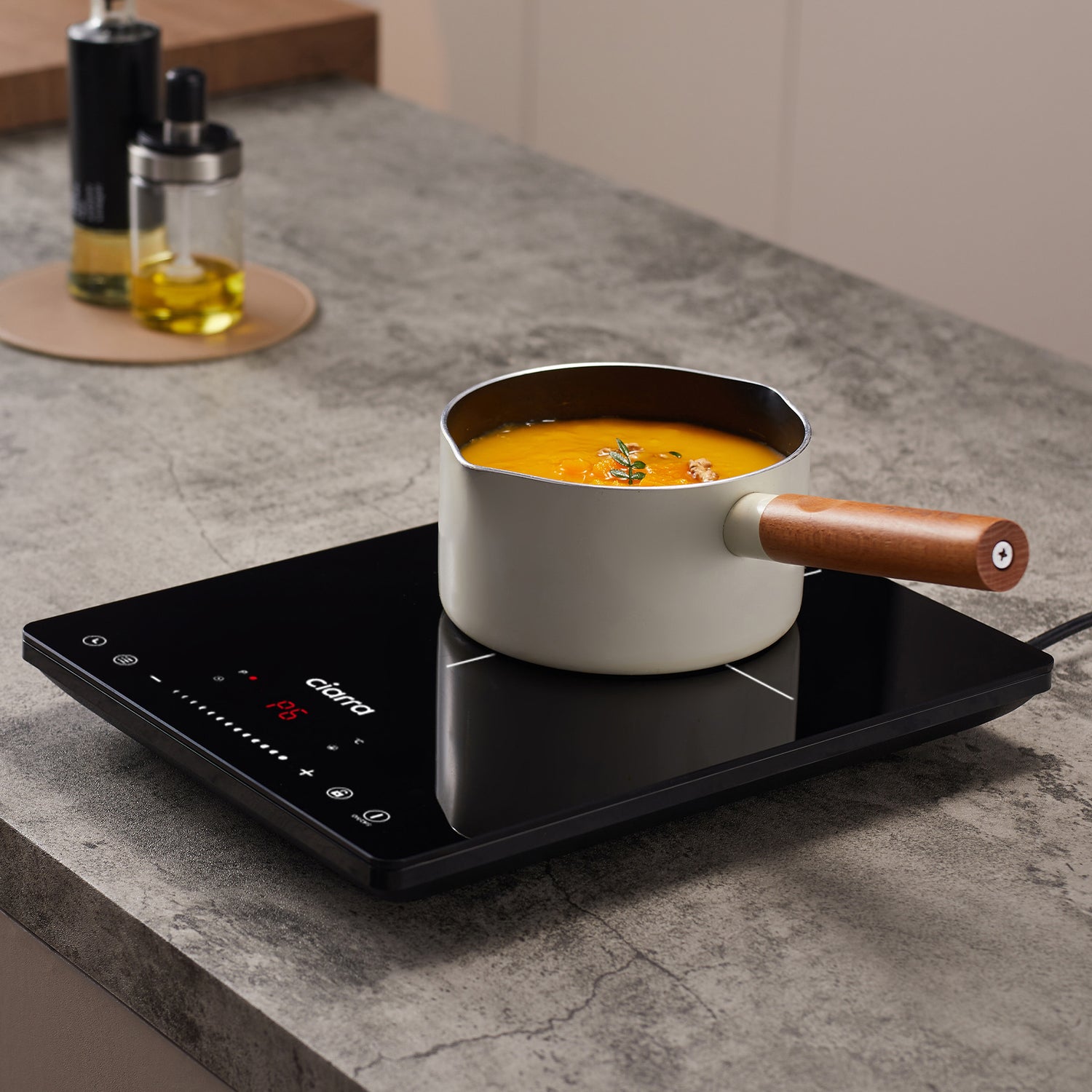 CIARRA Single Induction Hob 2000W with Timer Function & Touch Control CBTIH1-OW