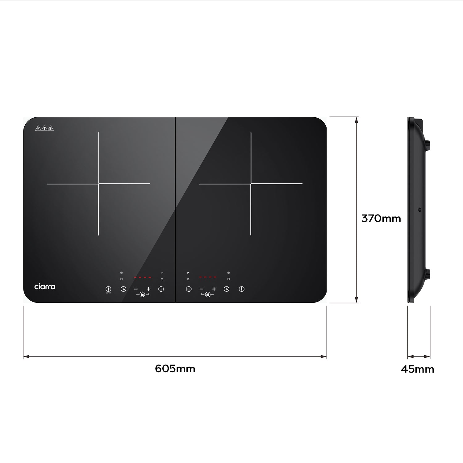 CIARRA Portable Double Induction Hob 2800W with Independent Control CUTIH2-OW