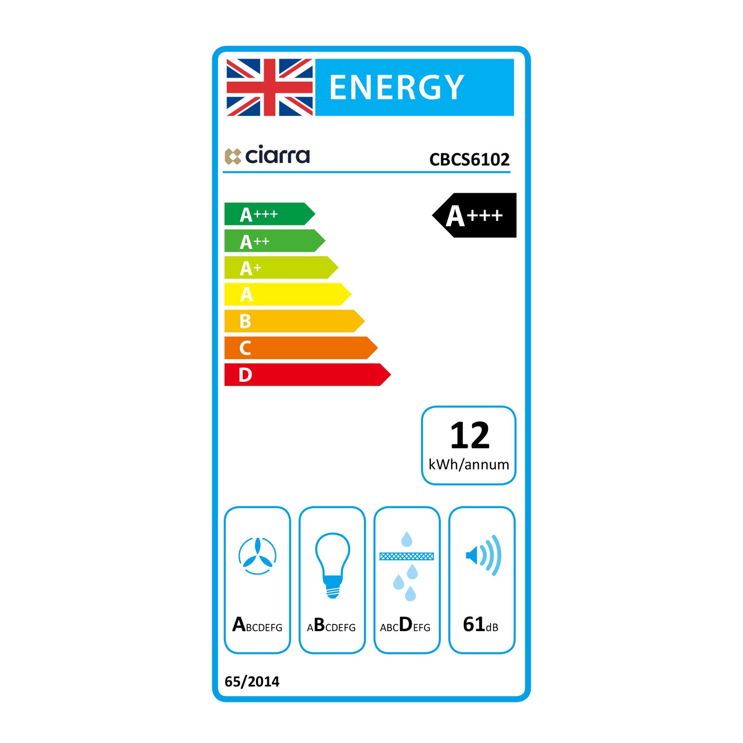 CIARRA Touch Control Chimney Cooker Hood 60cm CBCS6102-OW