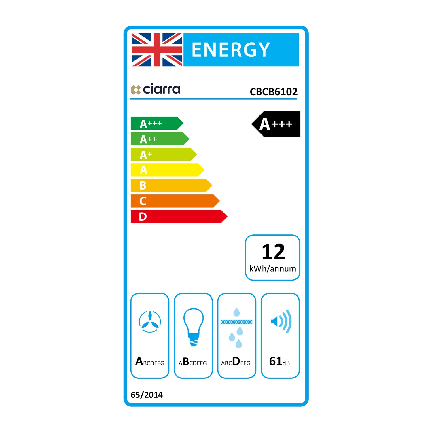 CIARRA Touch Control Chimney Cooker Hood 60cm CBCB6102-B