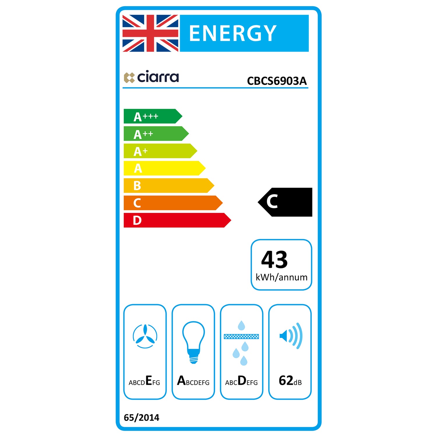 CIARRA Integrated Cooker Hood 60cm CBCS6903A-S