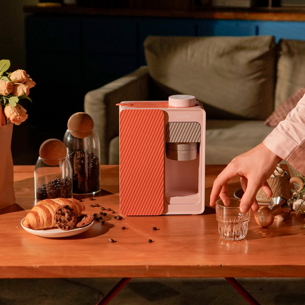 Ciarra BloomBox Brewing Coffee Machines Mini Espresso Machine 15Bar Pump, Eco-Friendly Capsule-Free, Dust-Proof Spout, Brew Anywhere