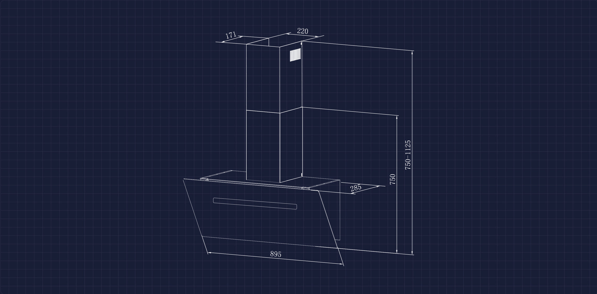 CIARRA 90cm Glass Angled Cooker Hood With Touch Control Booster A++ CB