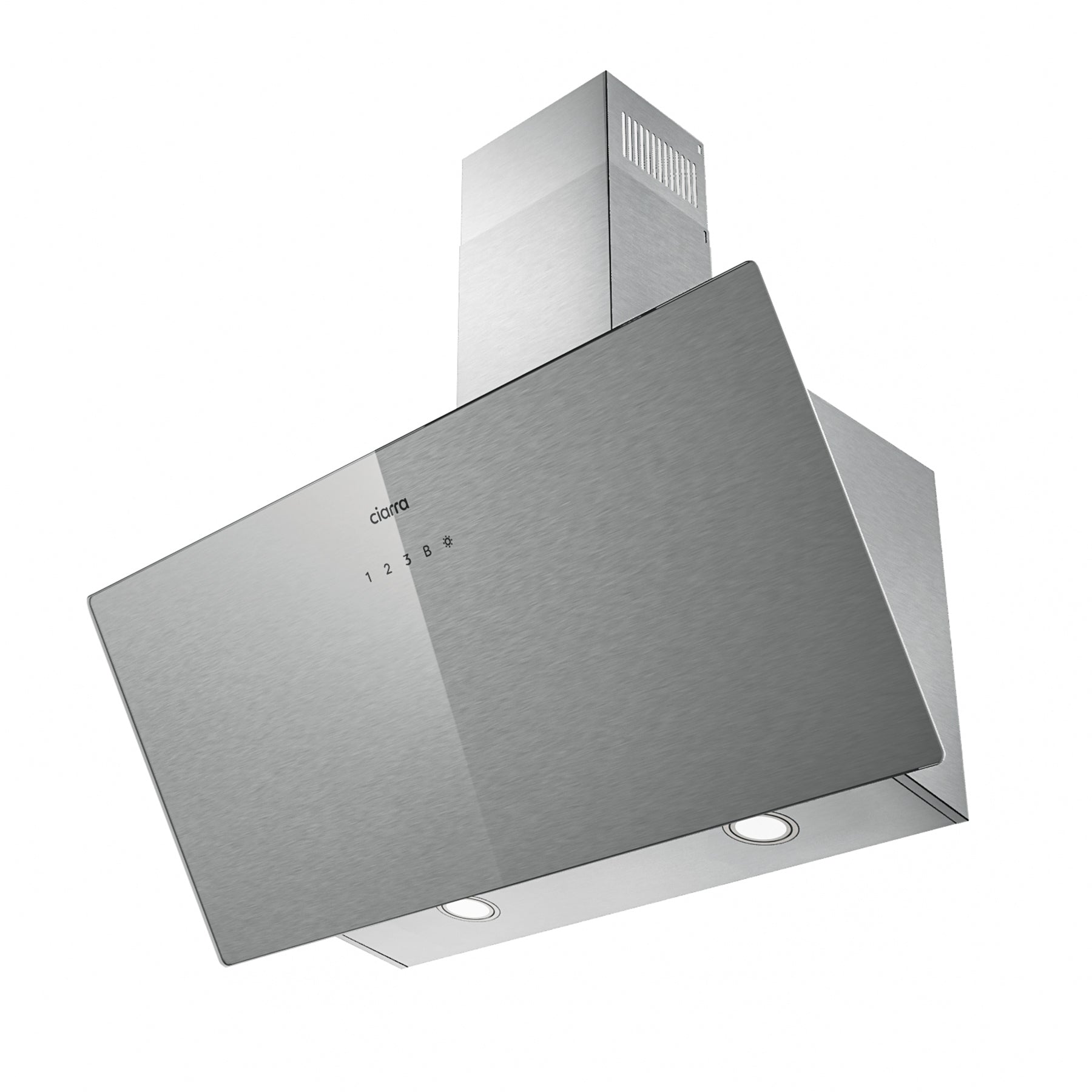 CIARRA 90cm Brushed Silver Glass Angled Cooker Hood With Touch Control A++ CBCS9736H-S