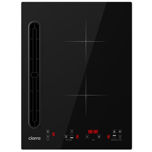 Black 39cm Ciarra CBBEH3952-2B 2-zone induction hob with integrated downdraft extractor control panel