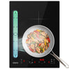 Black 39cm Ciarra CBBEH3952-2B downdraft induction hob, 505m³/h cooker hood capturing cooking steam from frying pan