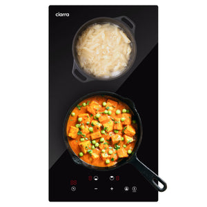 CIARRA 29cm Built-in Induction Hob 2 Zone 2900W Electric Cooktop with UK Plug & Child Lock CBBIH292T-OW