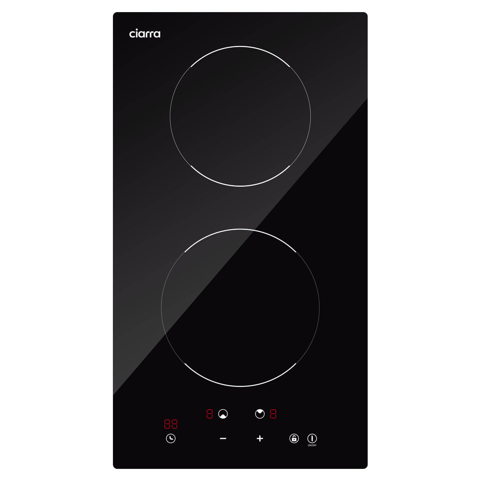 CIARRA 29cm Built-in Induction Hob 2 Zone 2900W Electric Cooktop with UK Plug & Child Lock CBBIH292T-OW