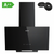 CIARRA 60cm A++ Angled Cooker Hood – Black Glass Recirculating Kitchen Extractor Fan, 350m³/h Touch Control CBCB6750C-OW