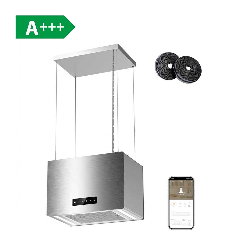 CIARRA 48cm Island Cooker Hood for Open-Plan Kitchens, Recirculating, App Control, A+++ | CBCG4850-N