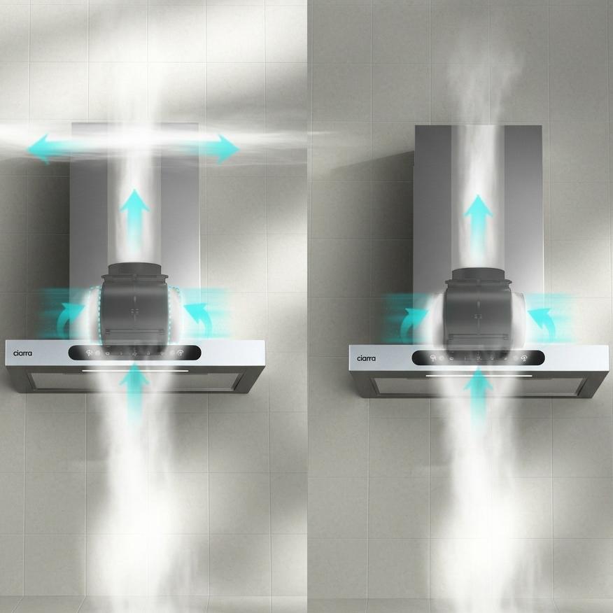 CIARRA 60cm T-shape Wall Cooker Hood with Gesture Control CBCW6102-W