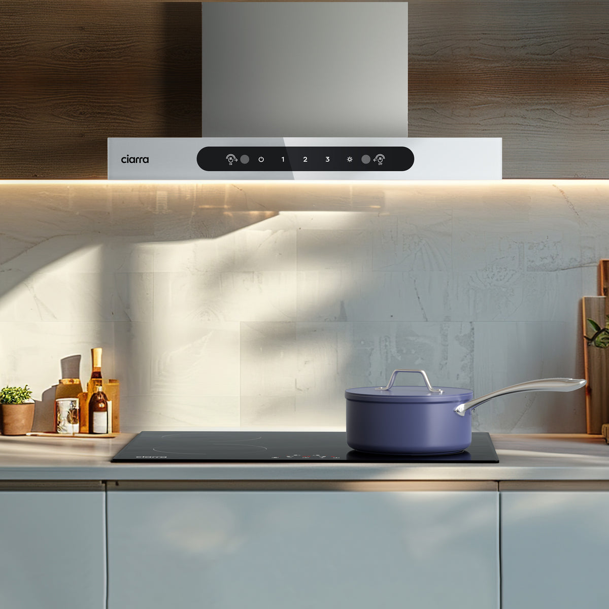 CIARRA 60cm T-shape Wall Cooker Hood with Gesture Control CBCW6102-W