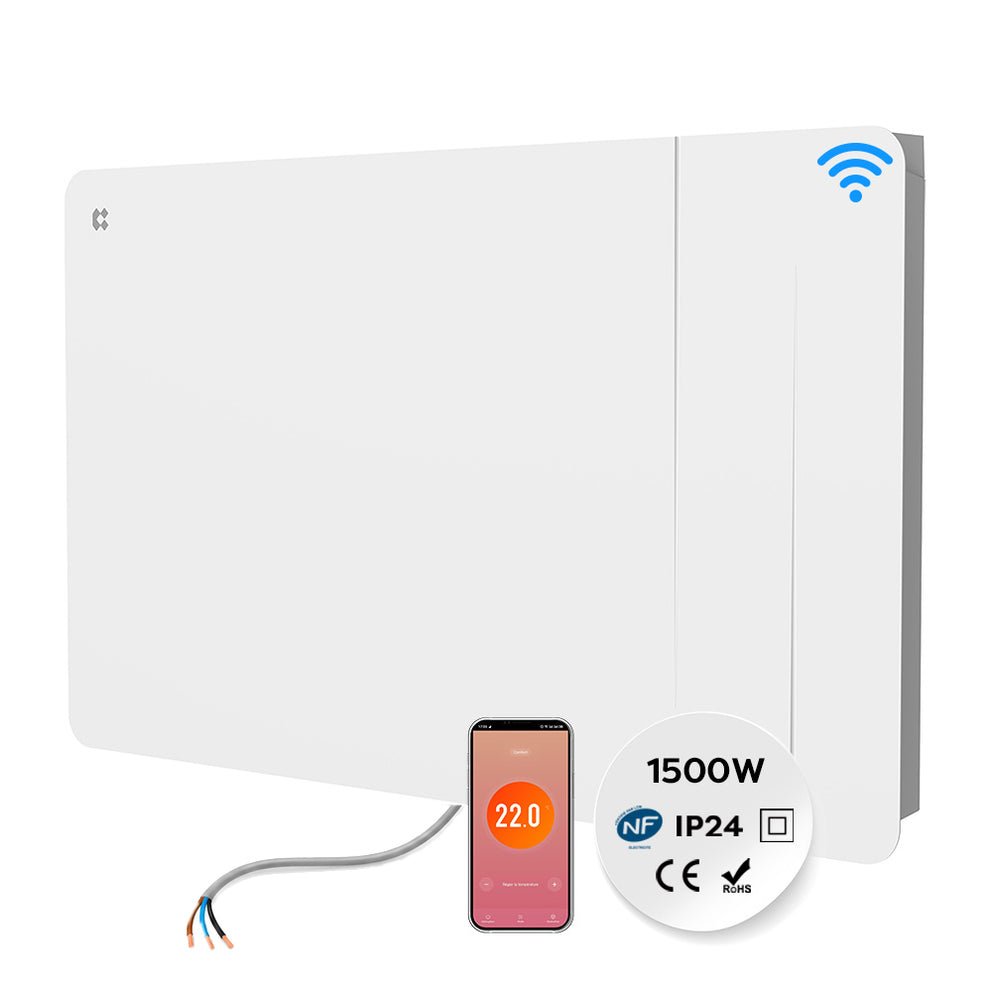 CIARRA Smart Dual-Core Ceramic Electric Panel Heater Hardwired – Slim 24/7 Programmable Eco Radiator with WiFi, IP24 Bathroom Safe (1000W / 1500W / 2000W)