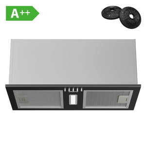 CIARRA 52 cm Built-in Cooker Hood A++ Modern Black Under Cabinet | Recirculating & Ducted CBCB5937A-OW