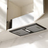 CIARRA CBCB5937A-OW exposed built-in hood with cabinet door open