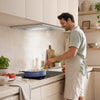 UK Actual fitted installation & cooking view of CBCS5937A-OW CIARRA hood