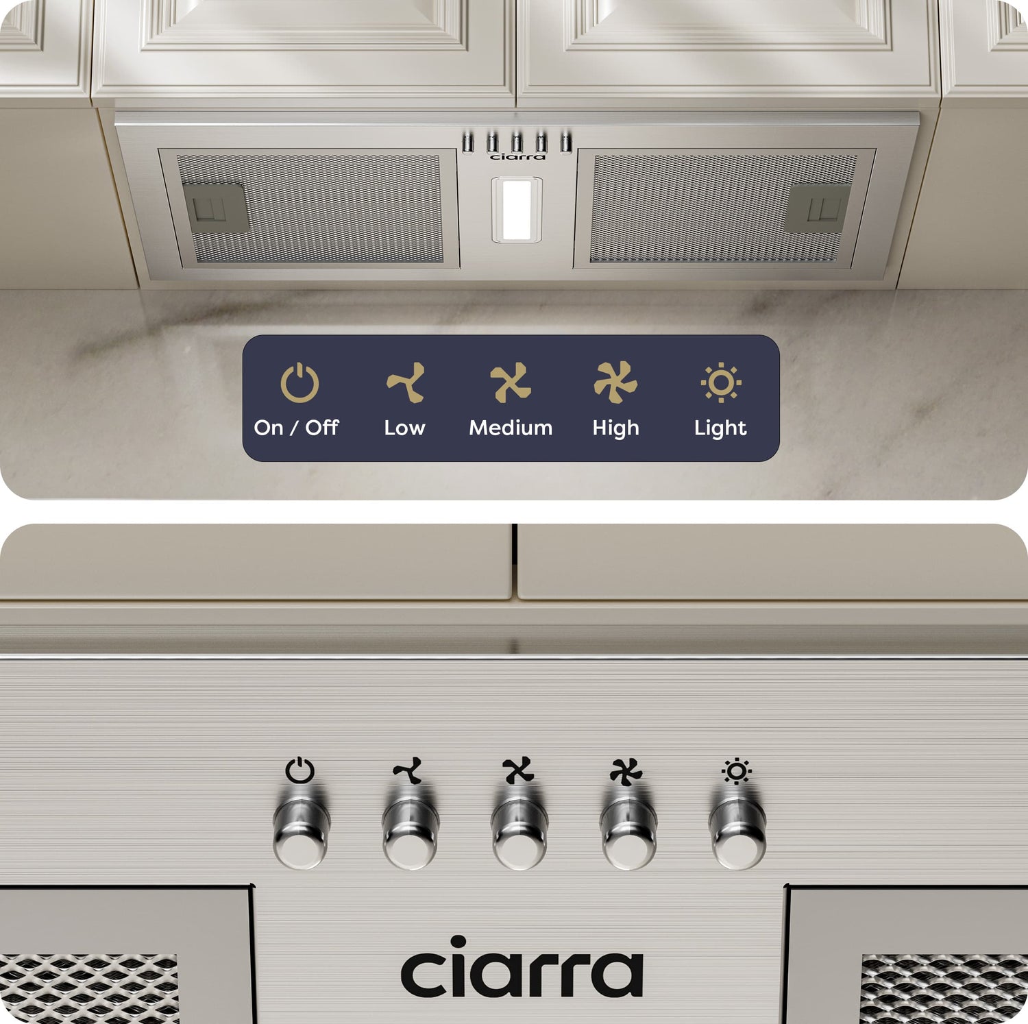 CBCS5937A-OW CIARRA cooker hood touch button control interface