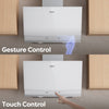 White 60cm angled wall-mounted CIARRA CBCW6736A cooker hood adopting angled cooker hood design, 710 m³/h airflow, gesture control speed regulation and dual ventilation modes, enabling touch-free fan speed adjustment during daily cooking
