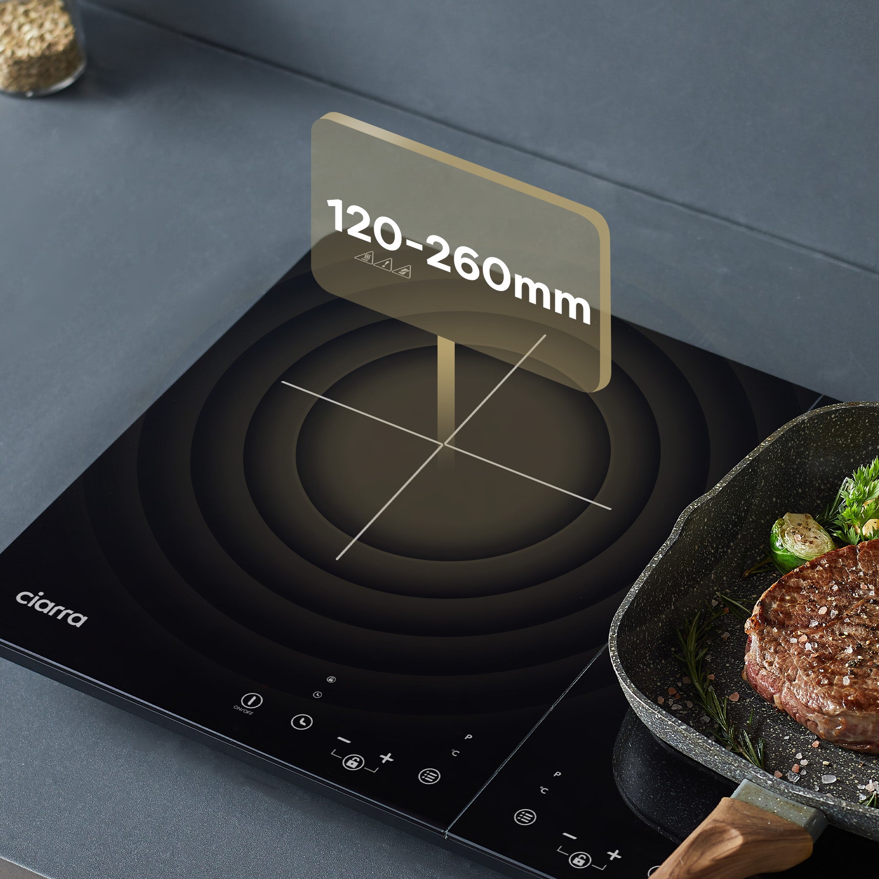 CIARRA Portable Induction Hob 13 Amp Plug 2800W Double Hotplate with Touch Control CUTIH2-OW