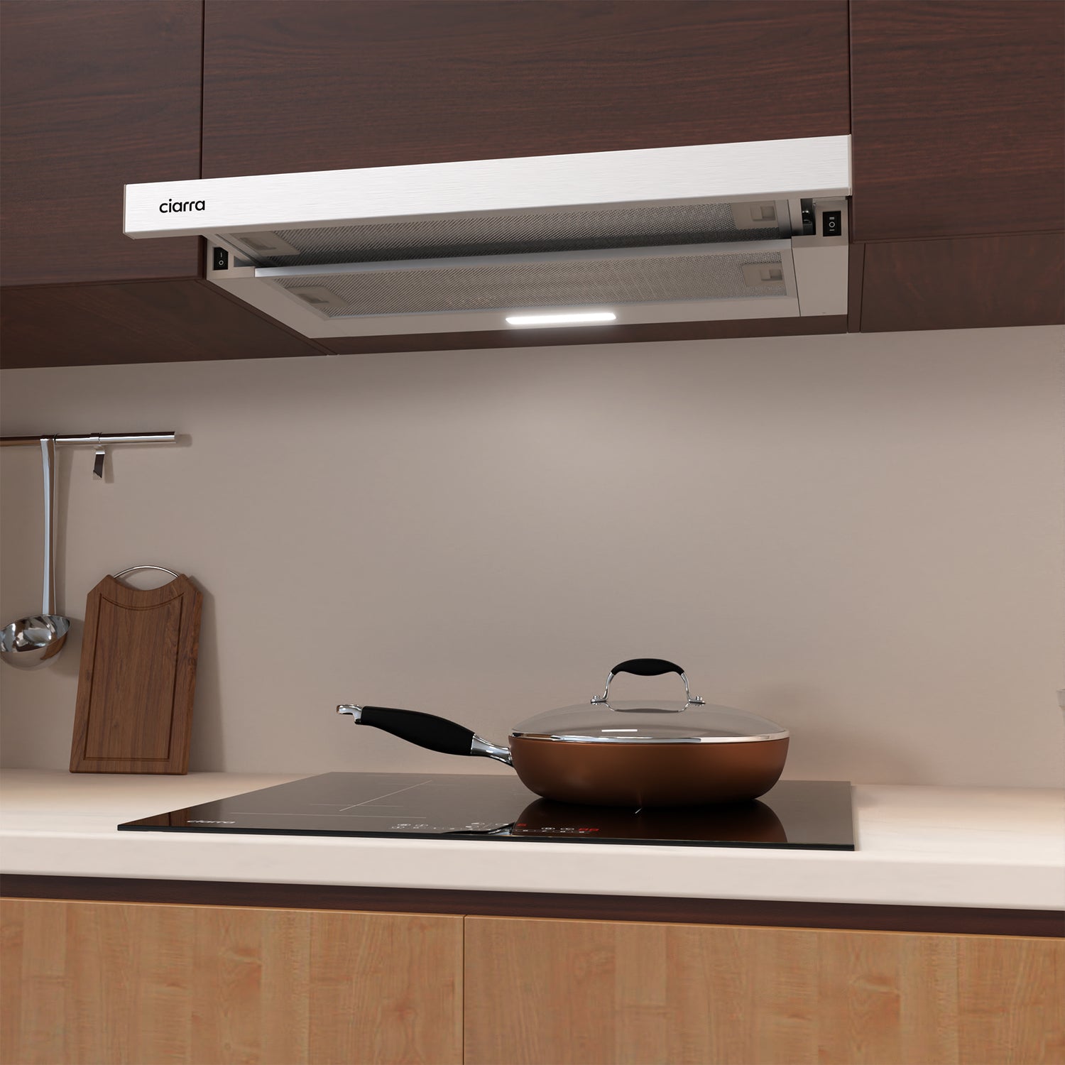 CIARRA 60cm Integrated Telescopic Cooker Hood with 2-speed Extraction CBCS6906D-OW