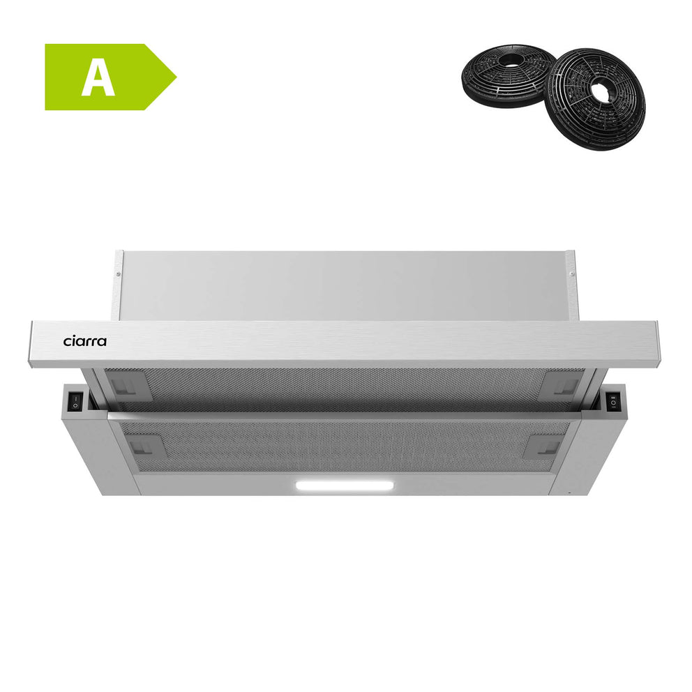 CIARRA 60cm Integrated Telescopic Cooker Hood with 2-speed Extraction CBCS6906D-OW